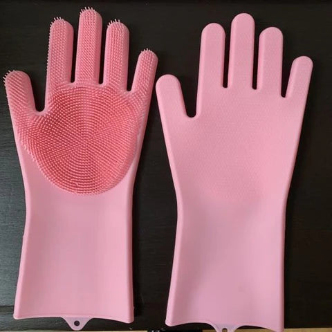 Silicone Washing Full Finger Gloves – For Home (random Colors)