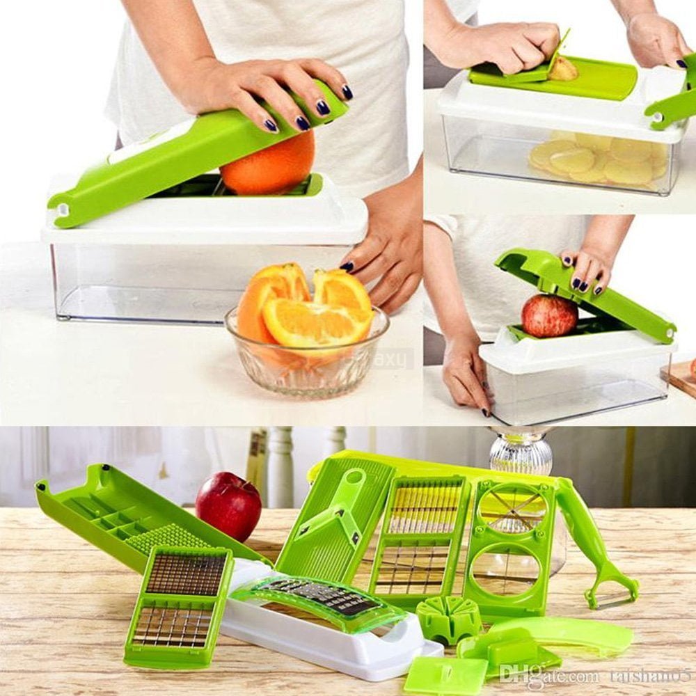 Multifunctional Roller Vegetable Cutter, 5 In 1 Vegetable Slicer And Cutter, Manual Rotary Drum Greator, Hand Roller Type Square Drum Vegetable Cutter with5 Removable Blades For Kitchen