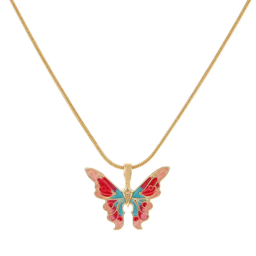 Multi Painted Butterfly/Snake Chain Pendant